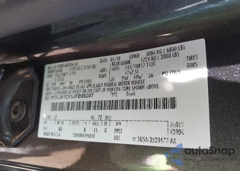 2018 Ford F-150 Xlt from USA, damaged, VIN 1FTEW1C55JFB88207